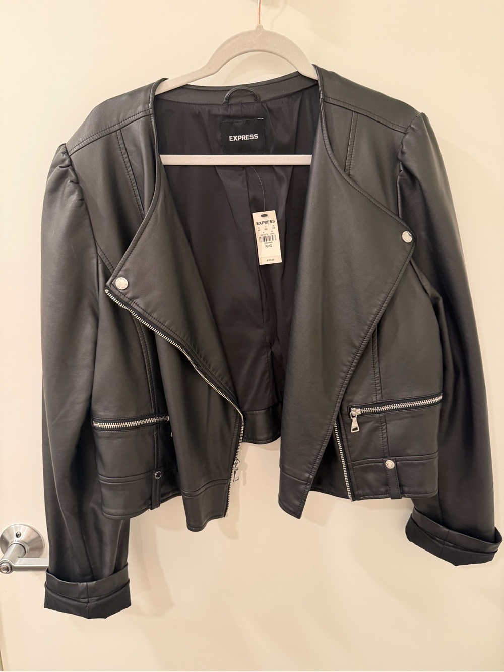 Express Black Faux Leather Asymmetrical Moto Jacket